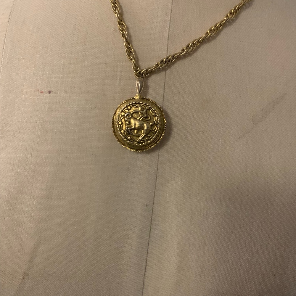 Brass Ram Horoscope Pendant Necklace